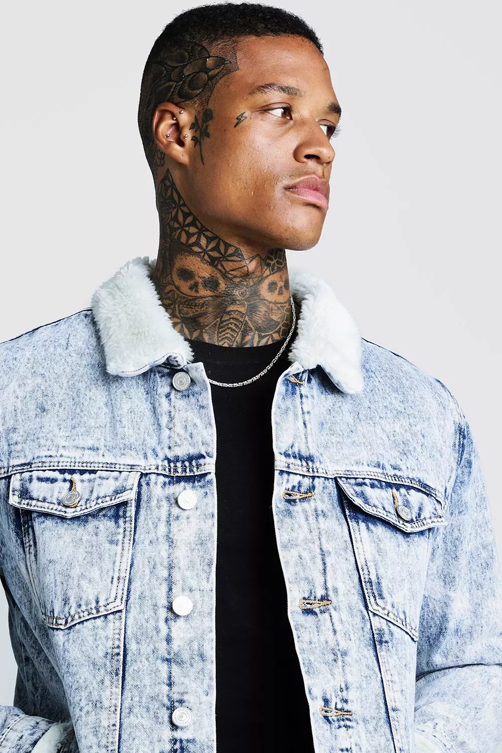 Fully borg lined denim jacket best sale